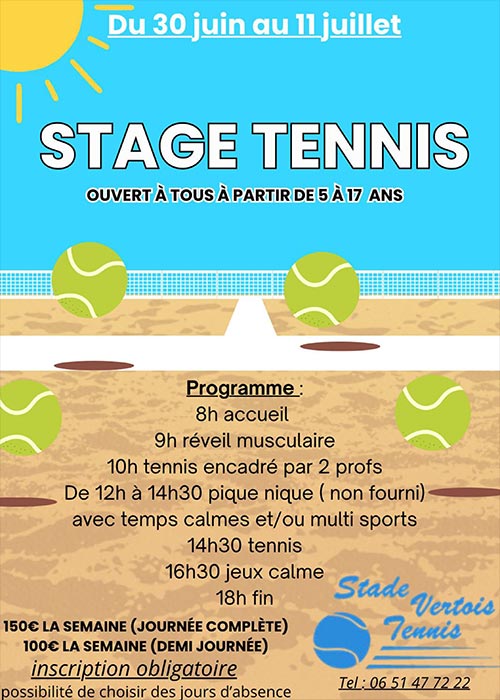 Stage de tennis à Vert-le-petit