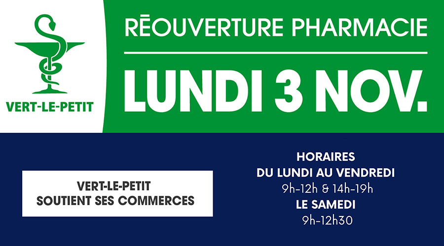 Pharmacie – reprise d’activité - Vert-le-Petit