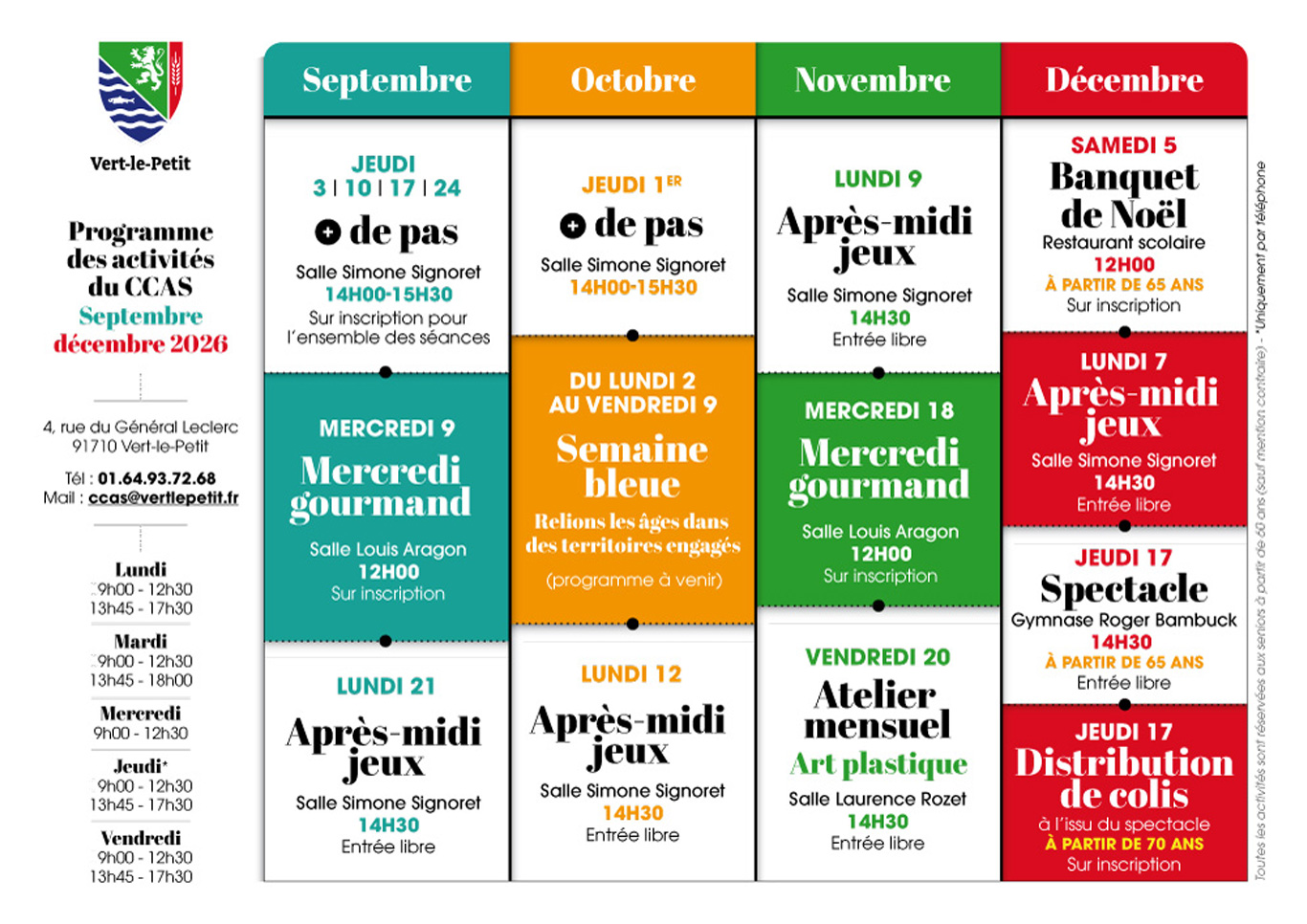 Calendrier du CCAS Calendrier du CCAS